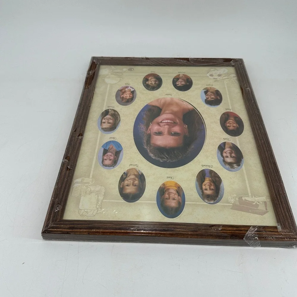 Vintage Style 11x14 School Years Picture Frame Wood Grain Multi Photo Display